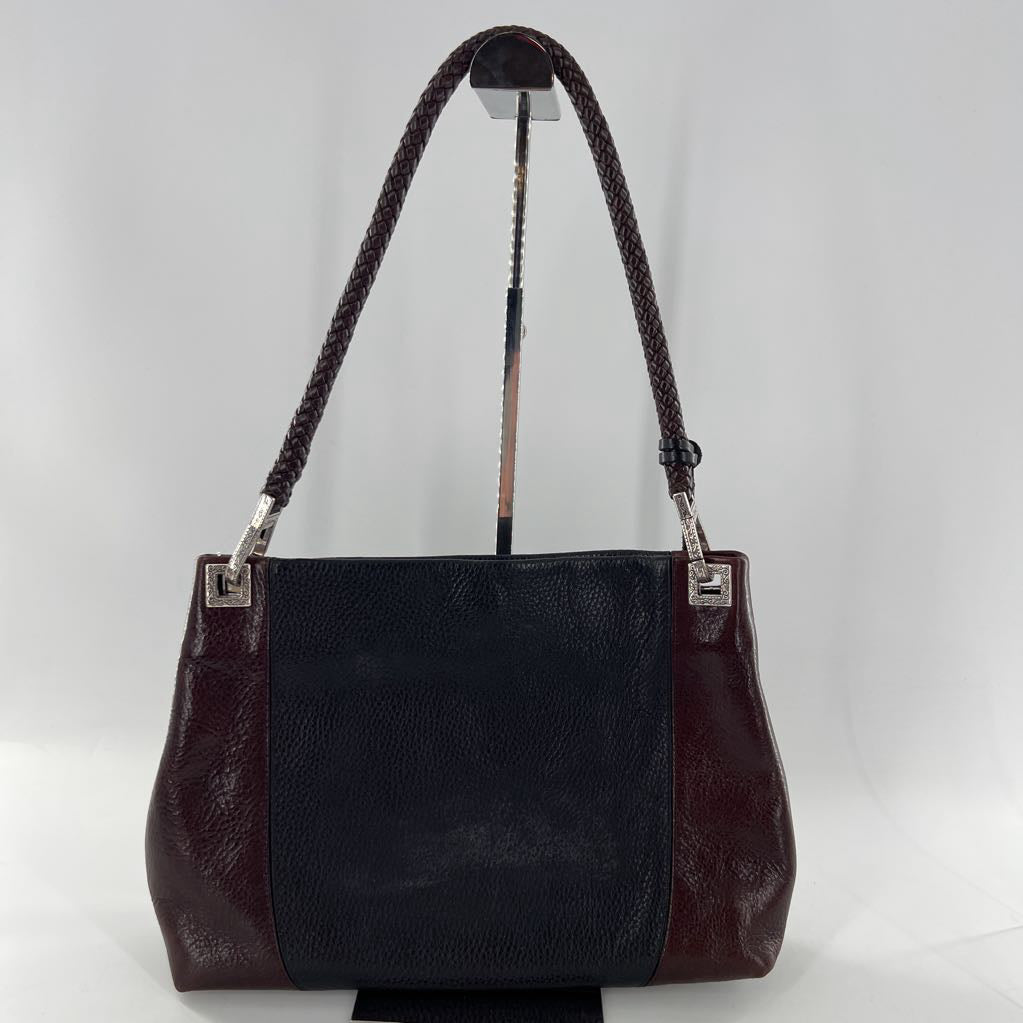 vintage two-tone leather satchel