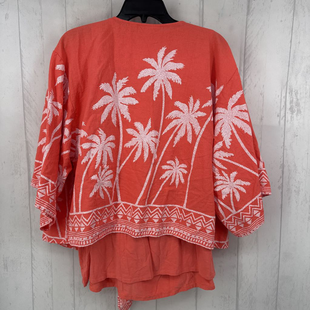 XL/1X 2pc palm tree peint cardi & cami set