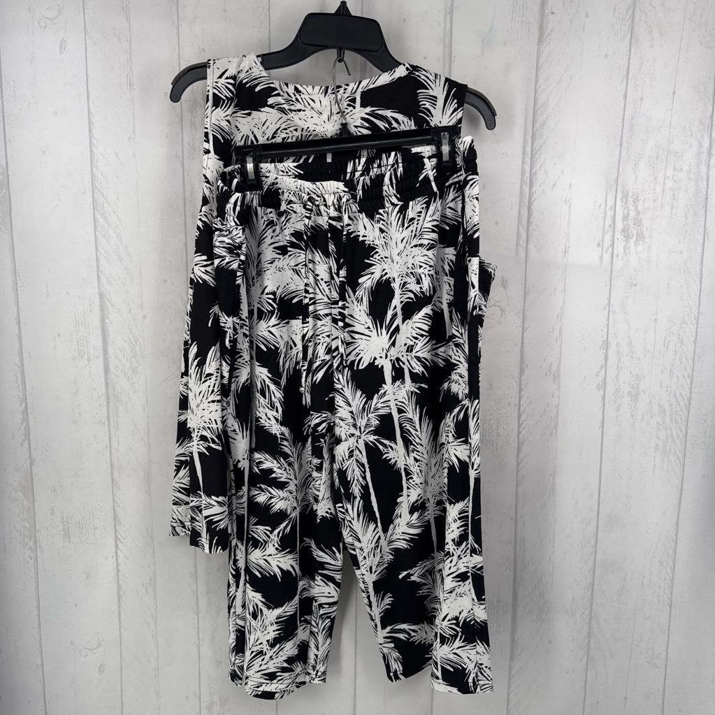 Lp/1X 2pc palm tree print slvls top & pants