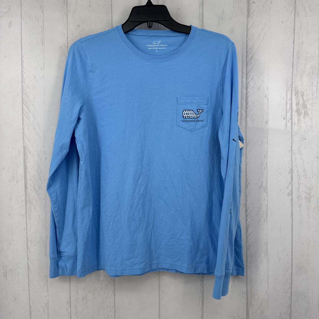 L crewneck l/s tee-floral whale