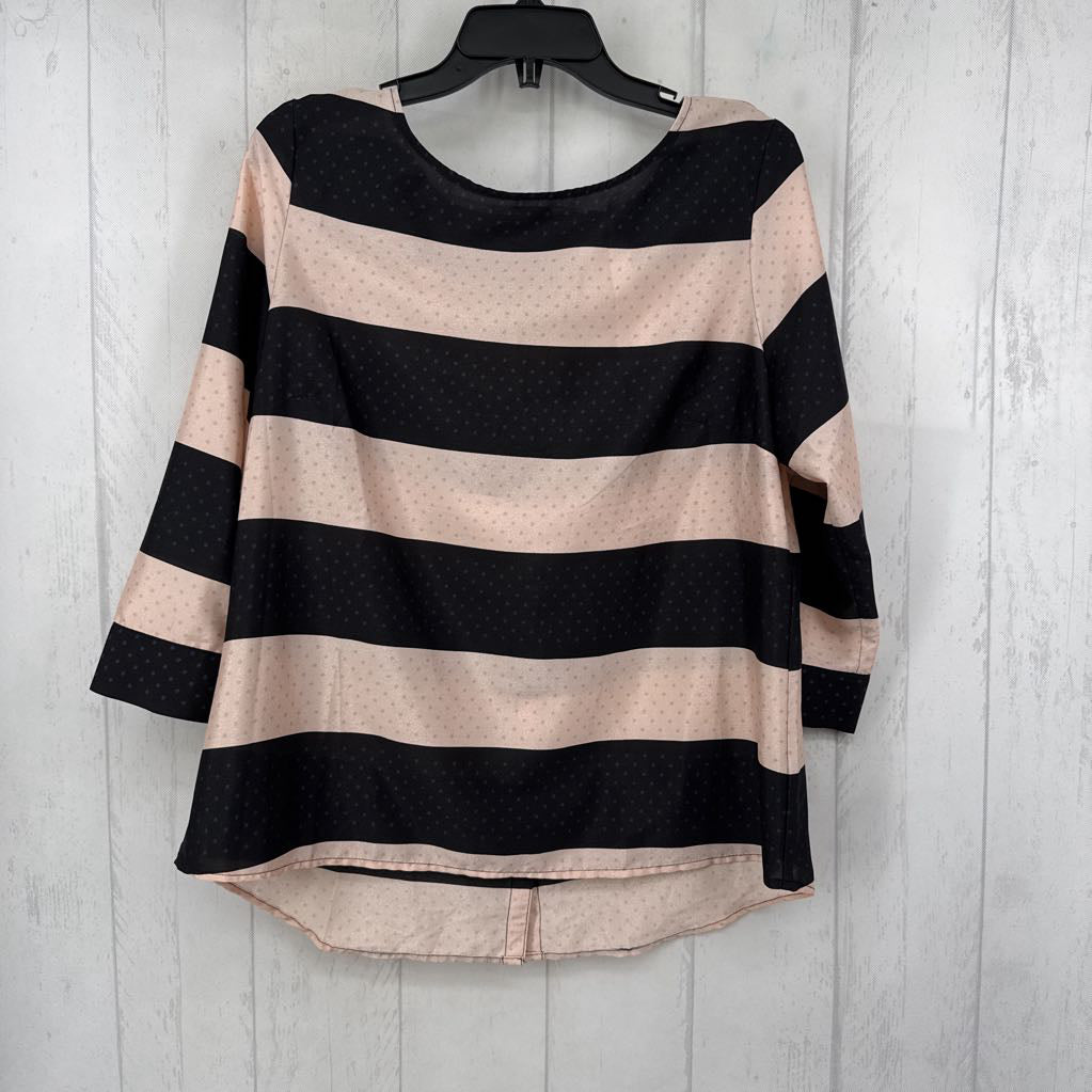 L striped 3/4 slv top