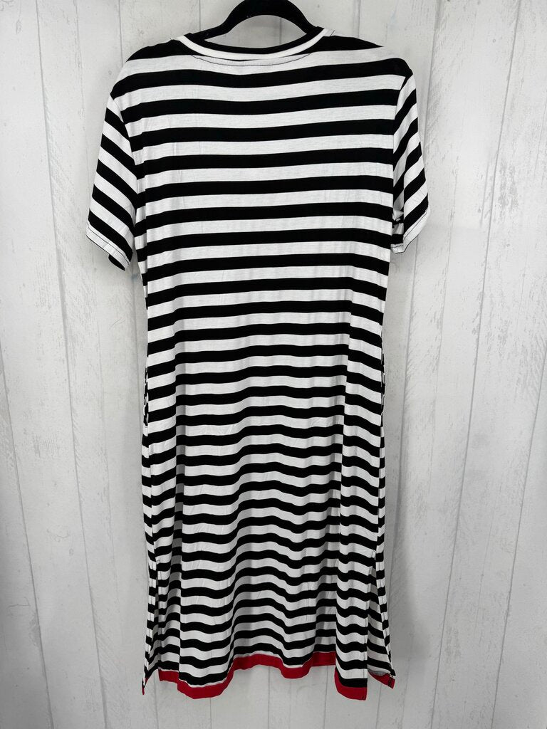 L striped v-neck s/s t-shirt dress