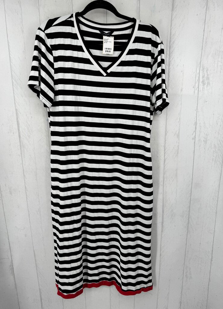 L striped v-neck s/s t-shirt dress