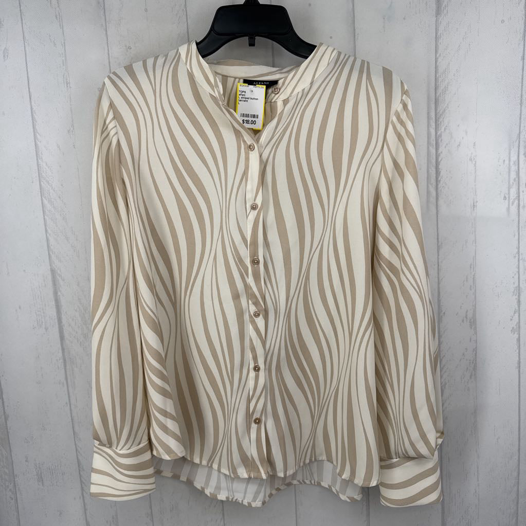 L striped button down l/s top
