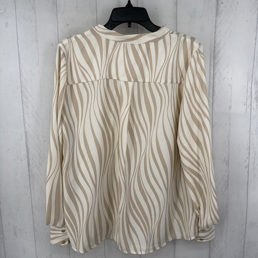 L striped button down l/s top