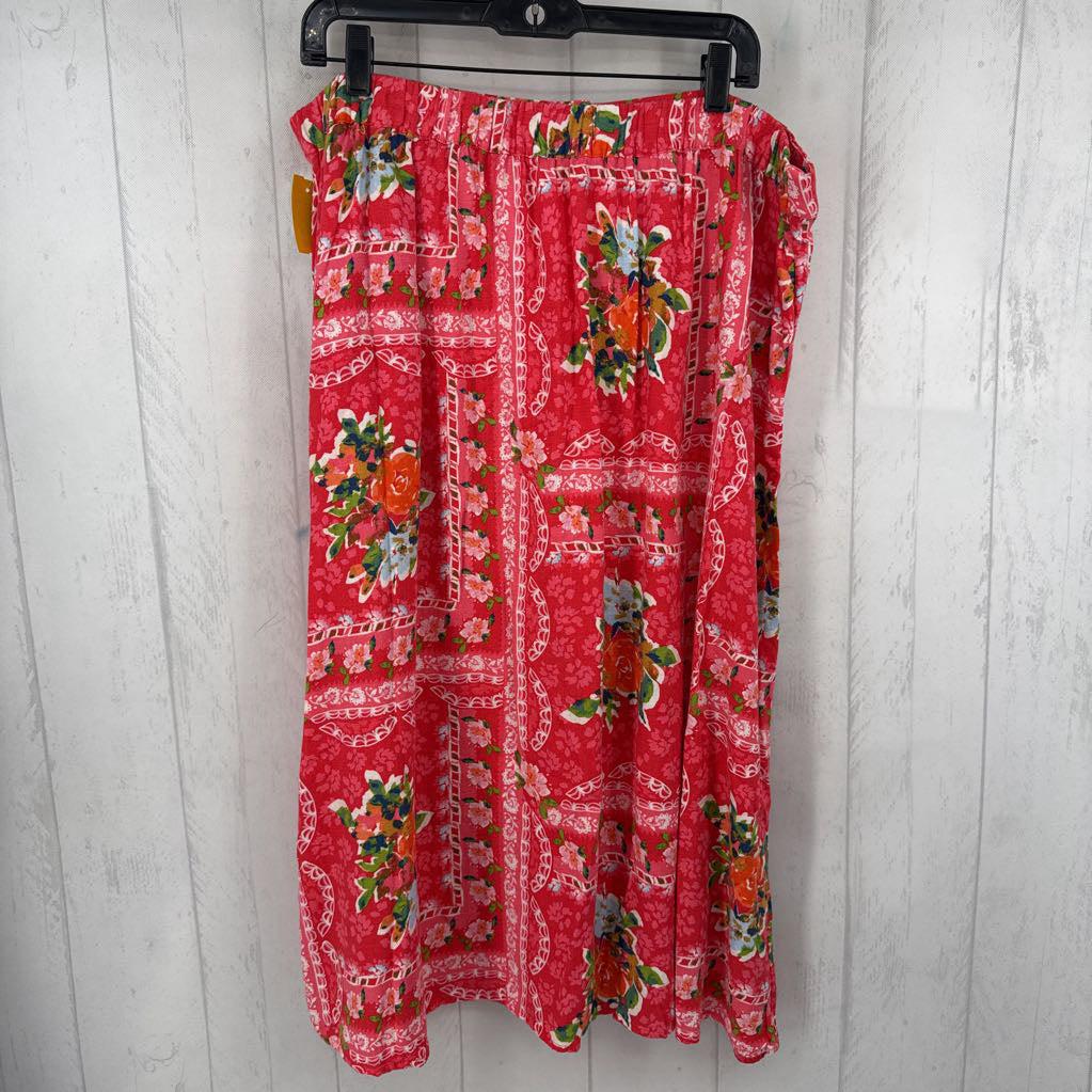 XXL flo print button front skirt