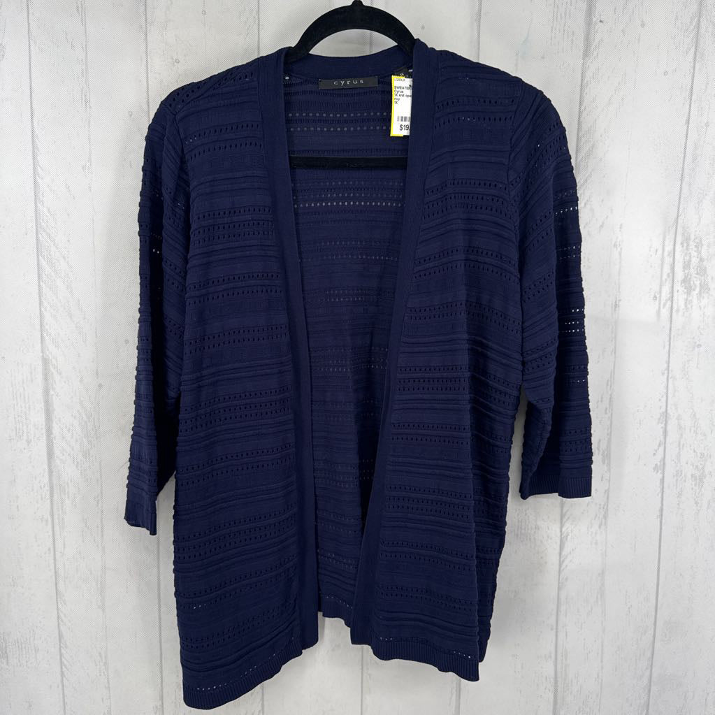 1X knit open front elbow slv cardi