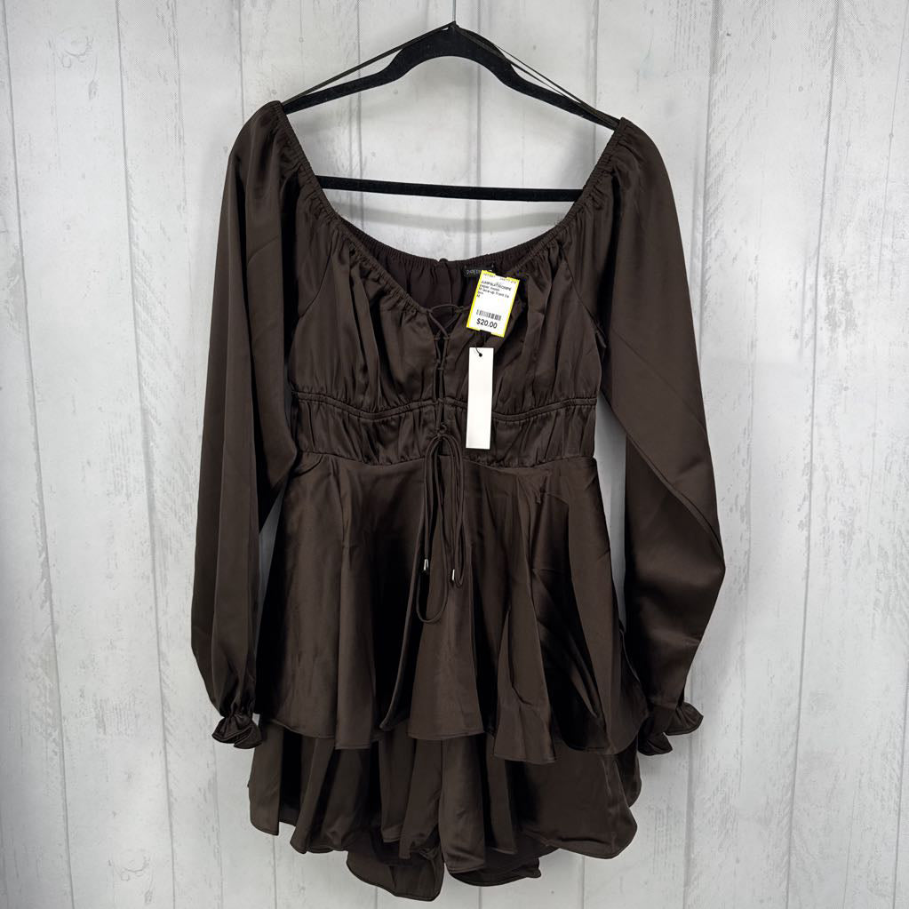M lace-up front l/s romper