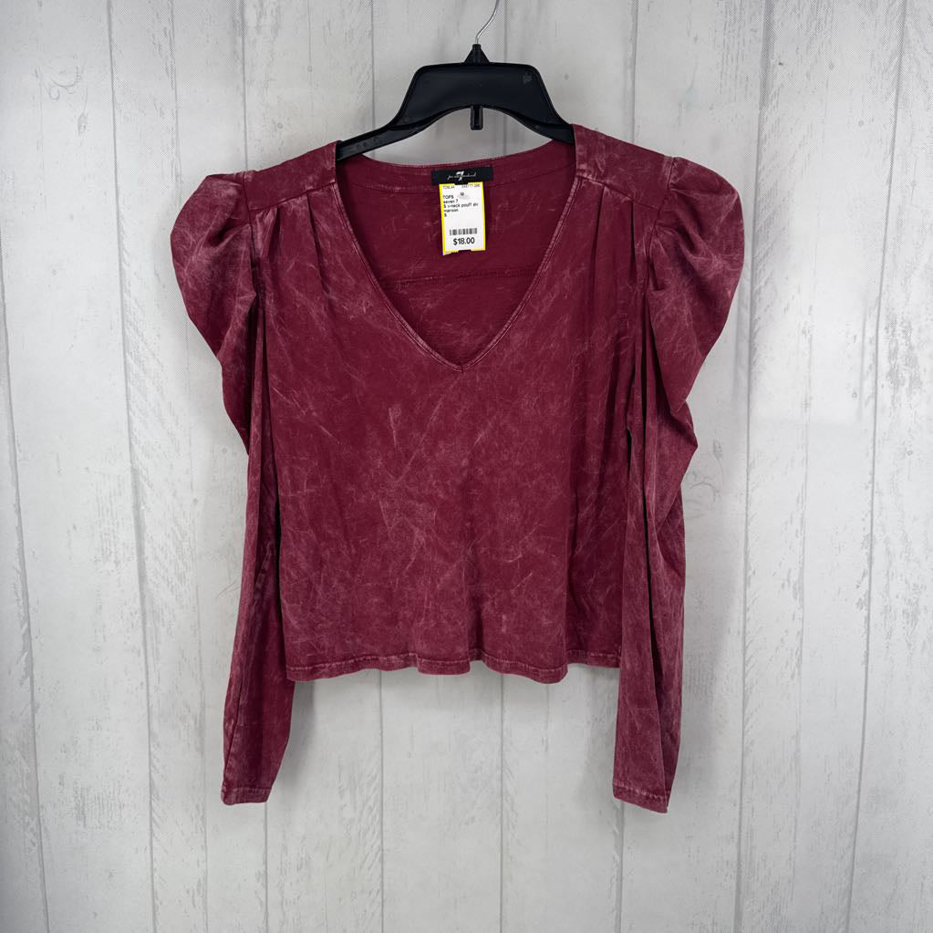 S v-neck pouff slv top l/s