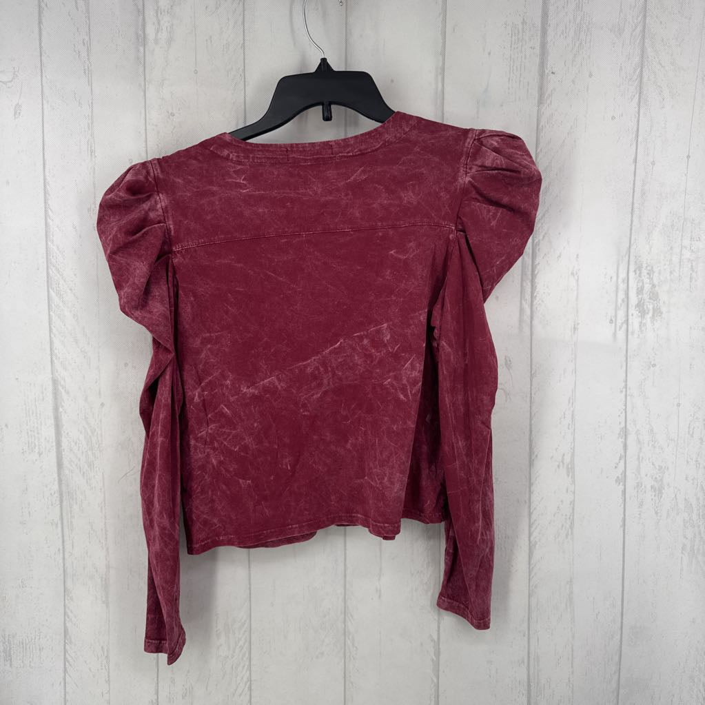 S v-neck pouff slv top l/s