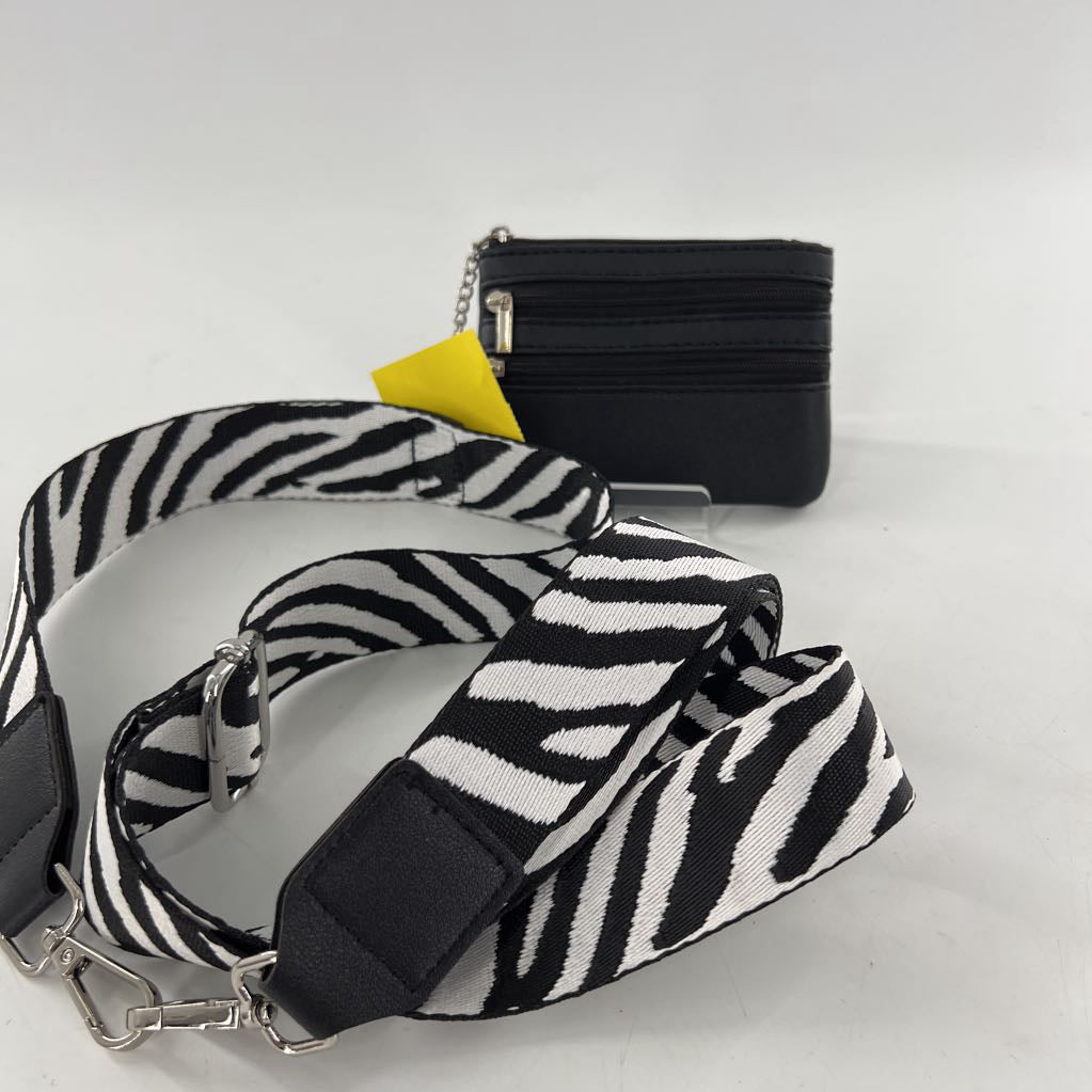 zebra striped purse strap w/pouch