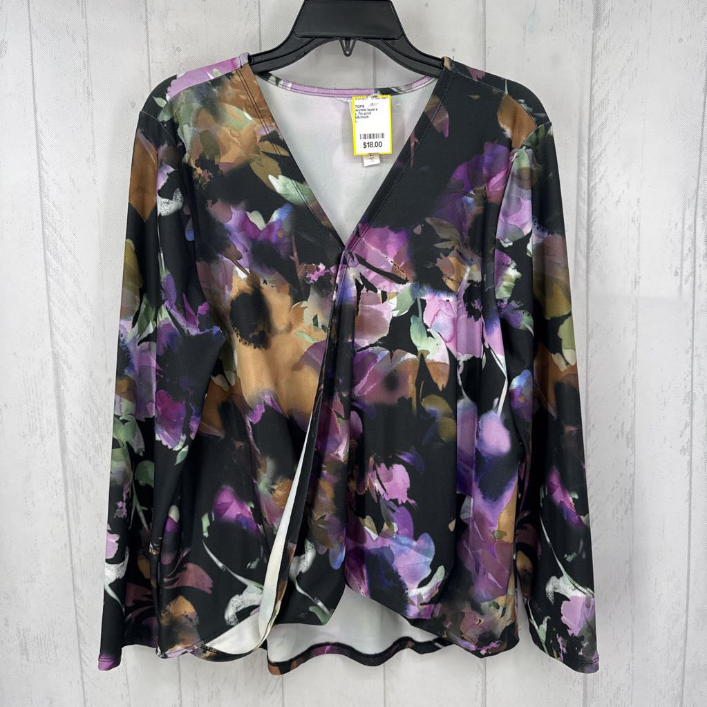 L flo print crossover l/s top
