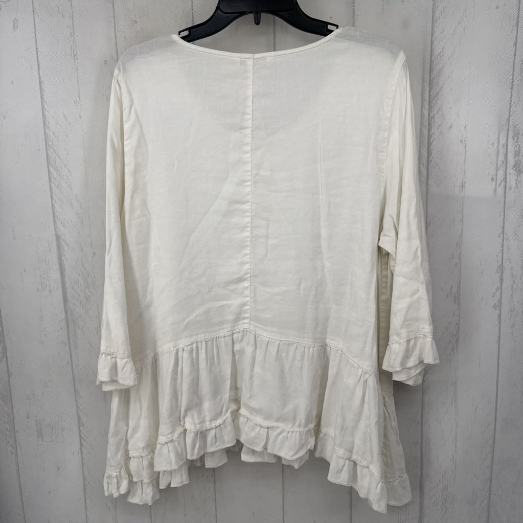 XL ruffled 3/4 slv top