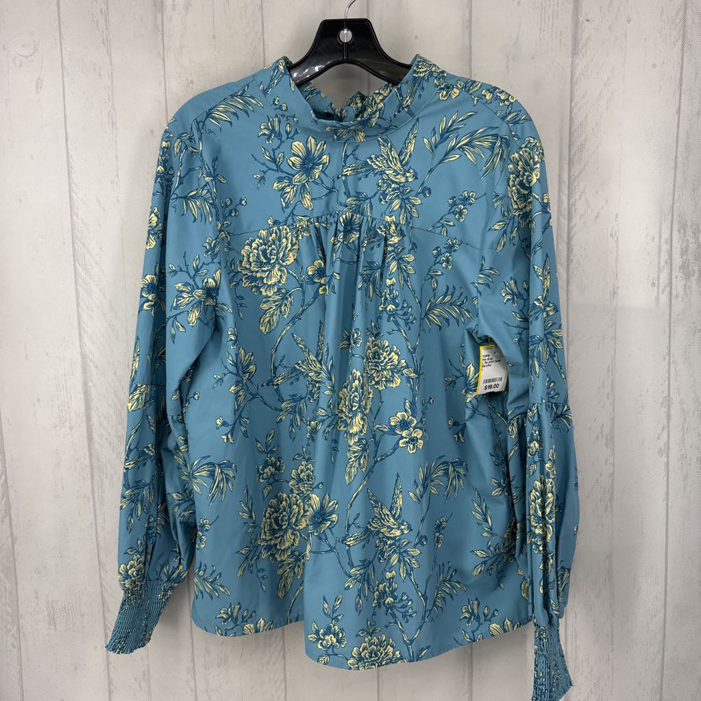 L flo print bow back l/s top