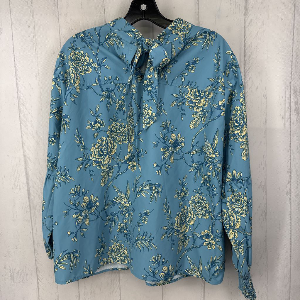 L flo print bow back l/s top