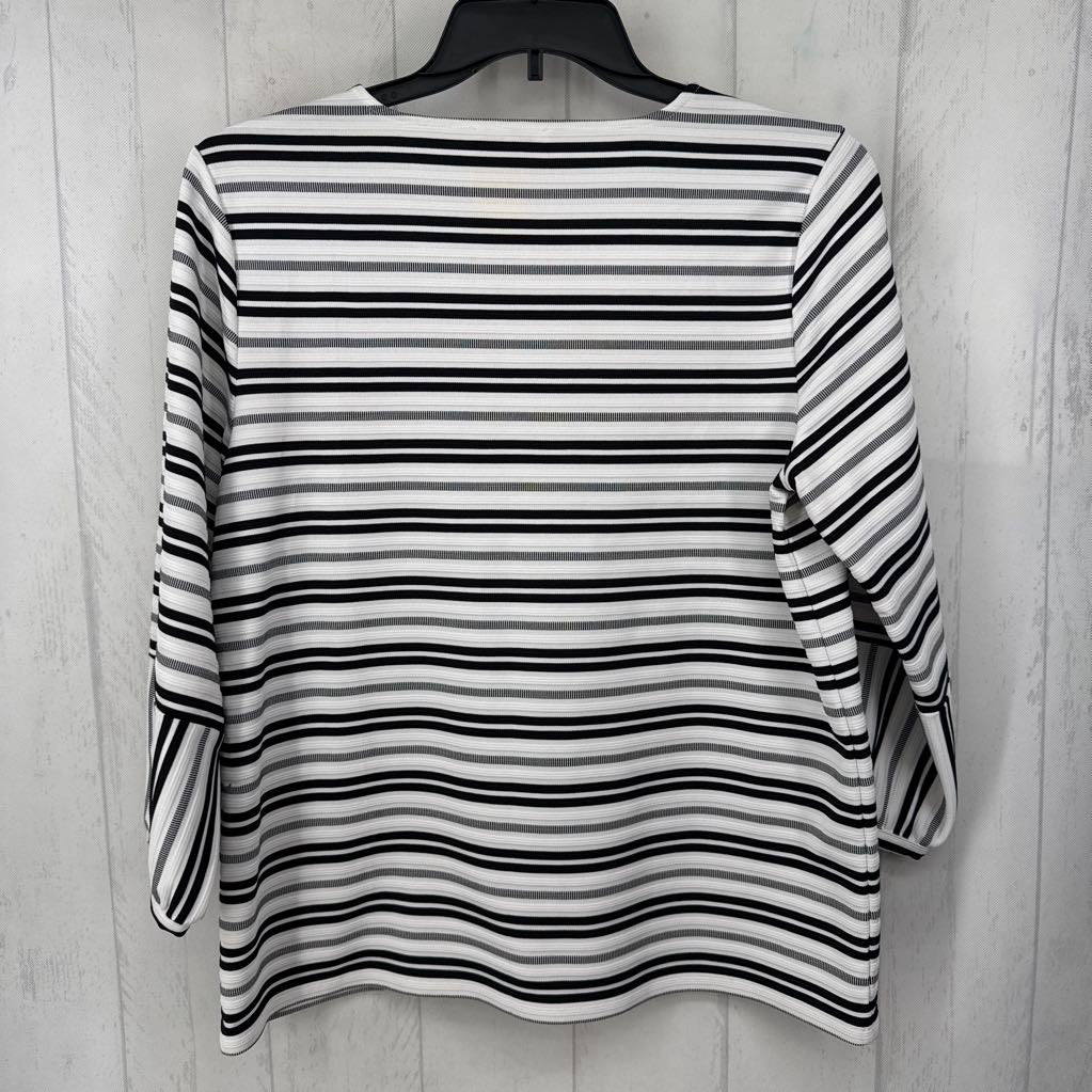 L striped 3/4 slv top