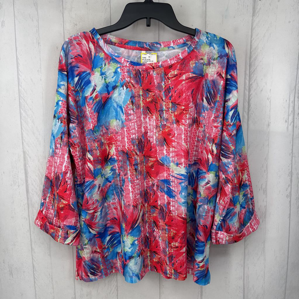 L printed 3/4 slv top