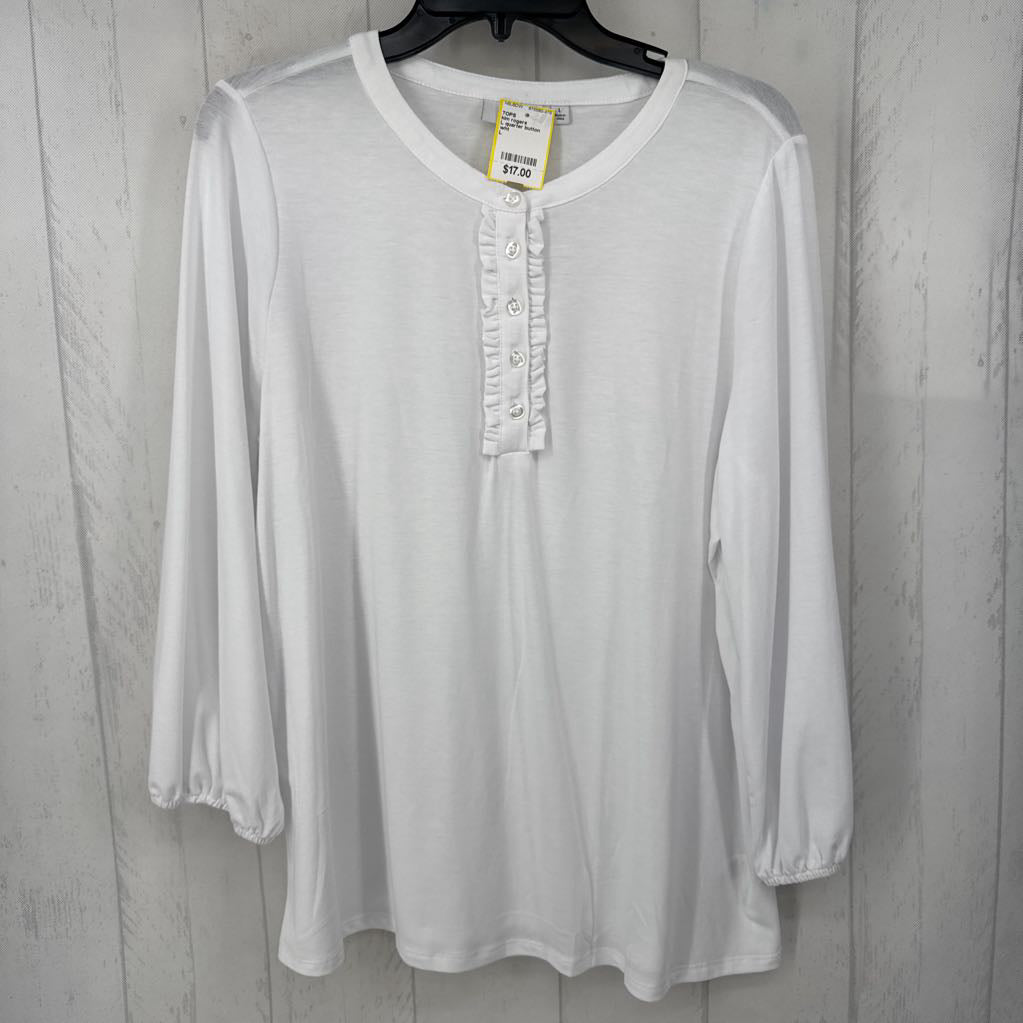 L quarter button down 3/4 slv top