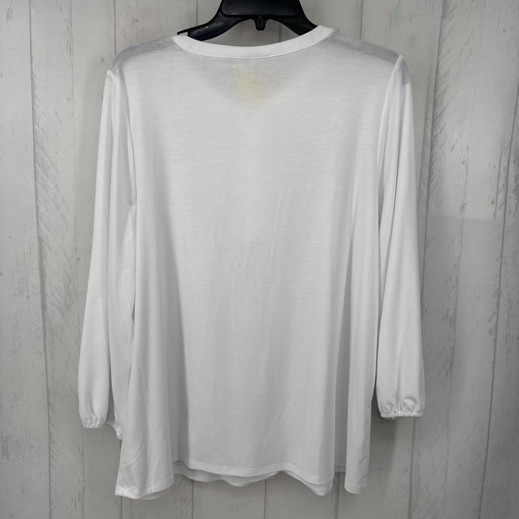 L quarter button down 3/4 slv top
