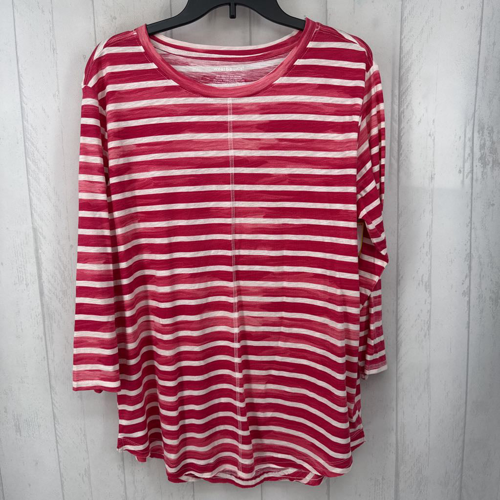 L striped 3/4 slv tee