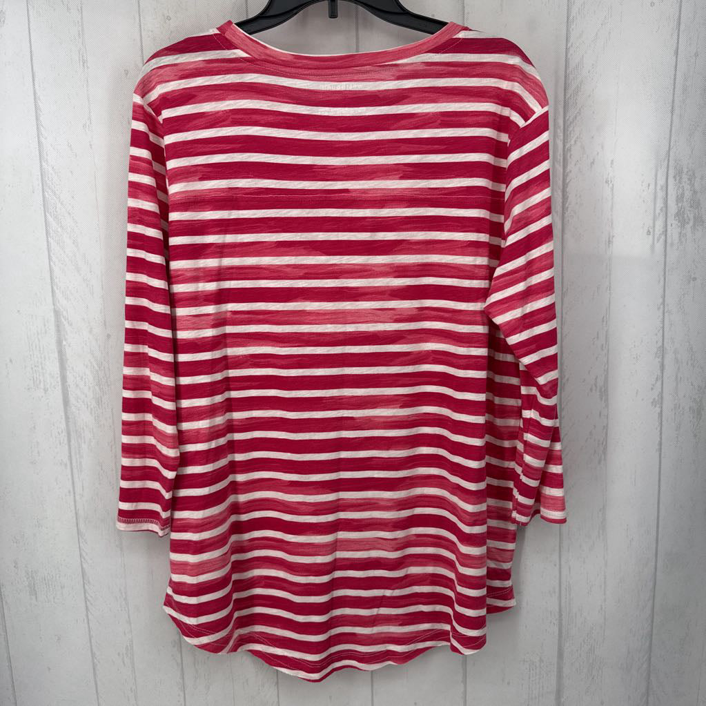 L striped 3/4 slv tee