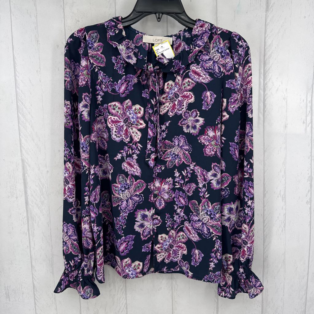 XS flo print button down l/s top