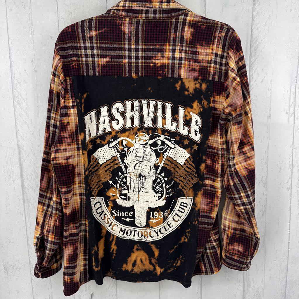 S plaid button down l/s top