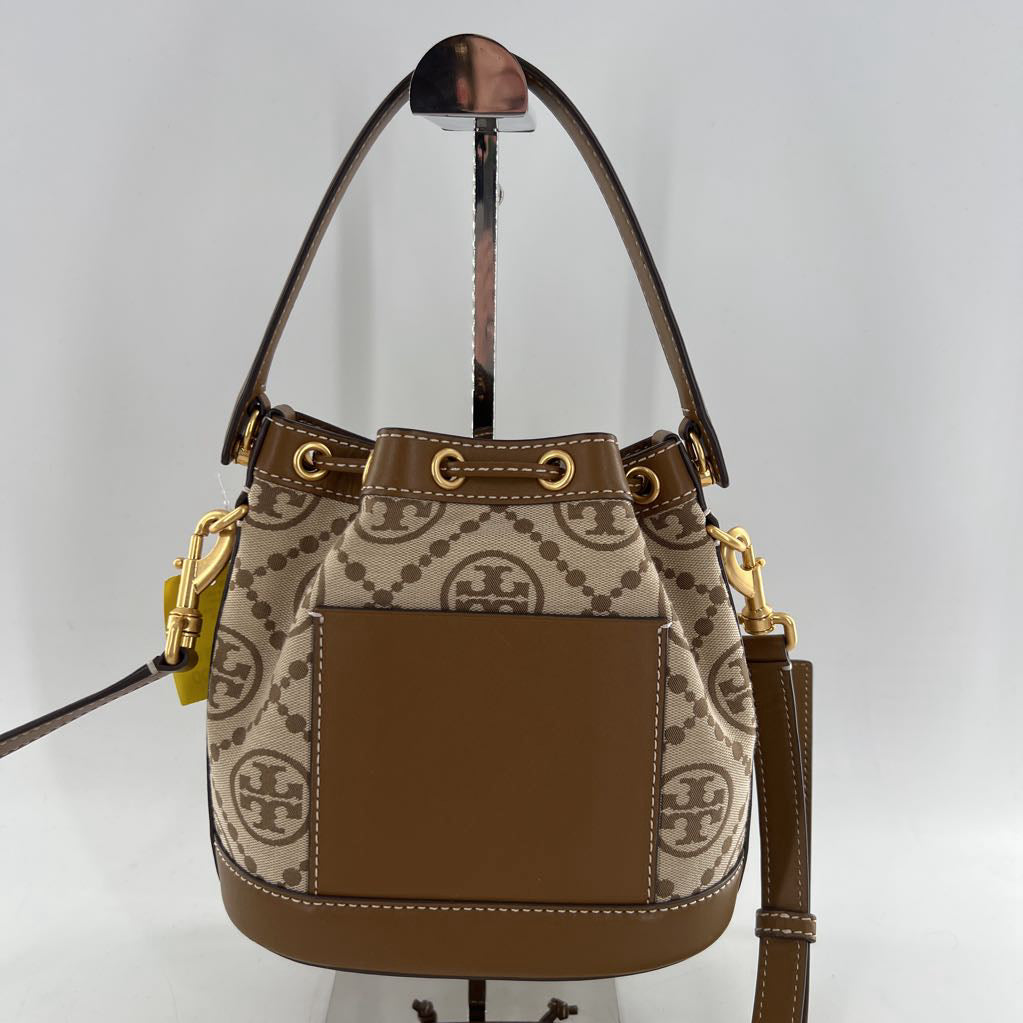 monogram jacquard crossbody bucket bag