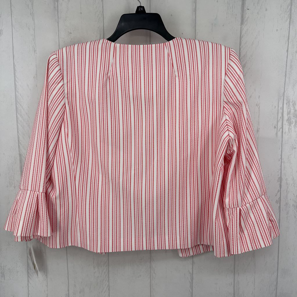 R119 14 seersucker open front blazer