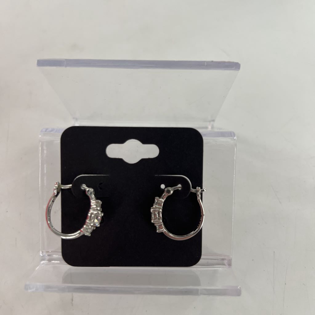 silver CZ hoop earrings