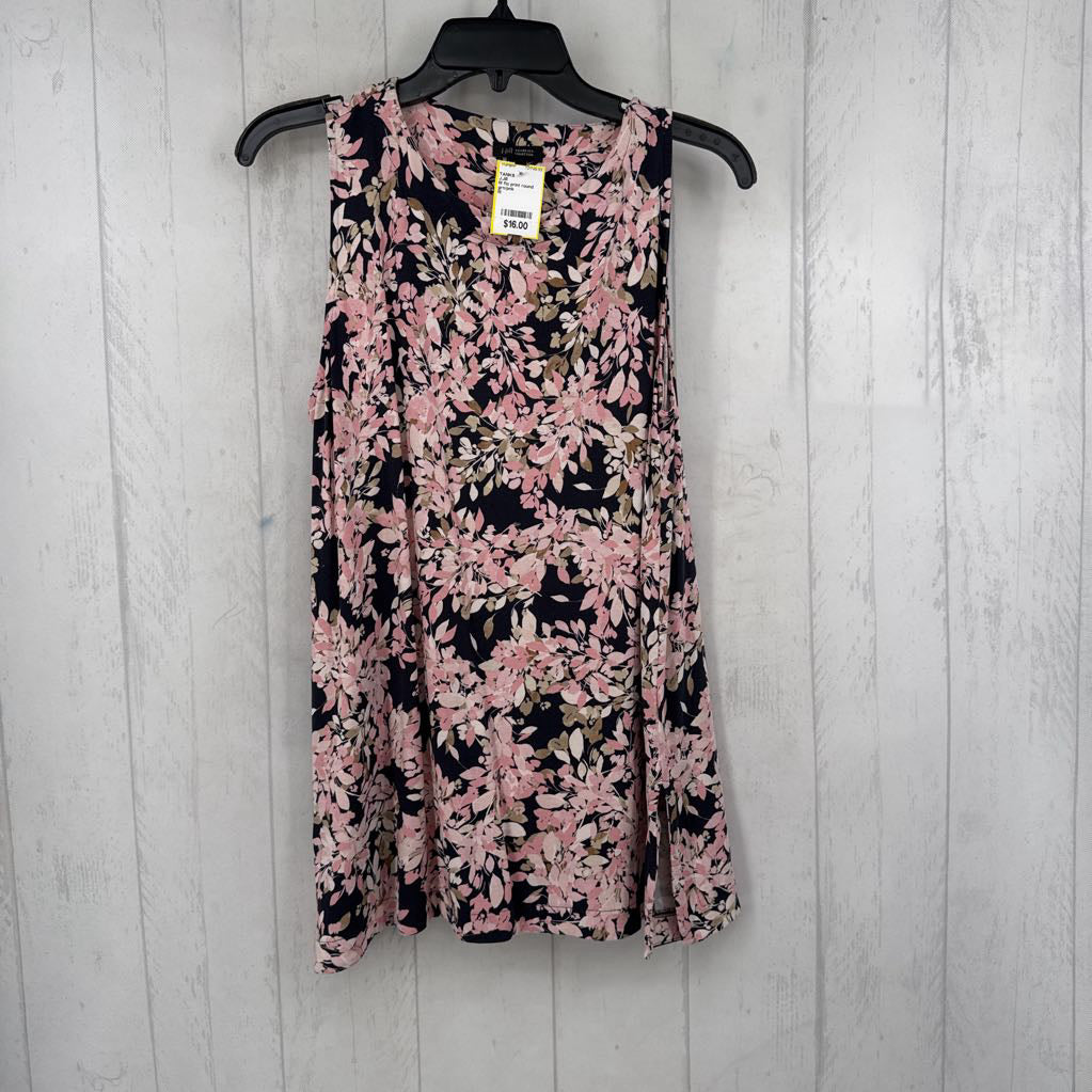 M flo print round neck tank