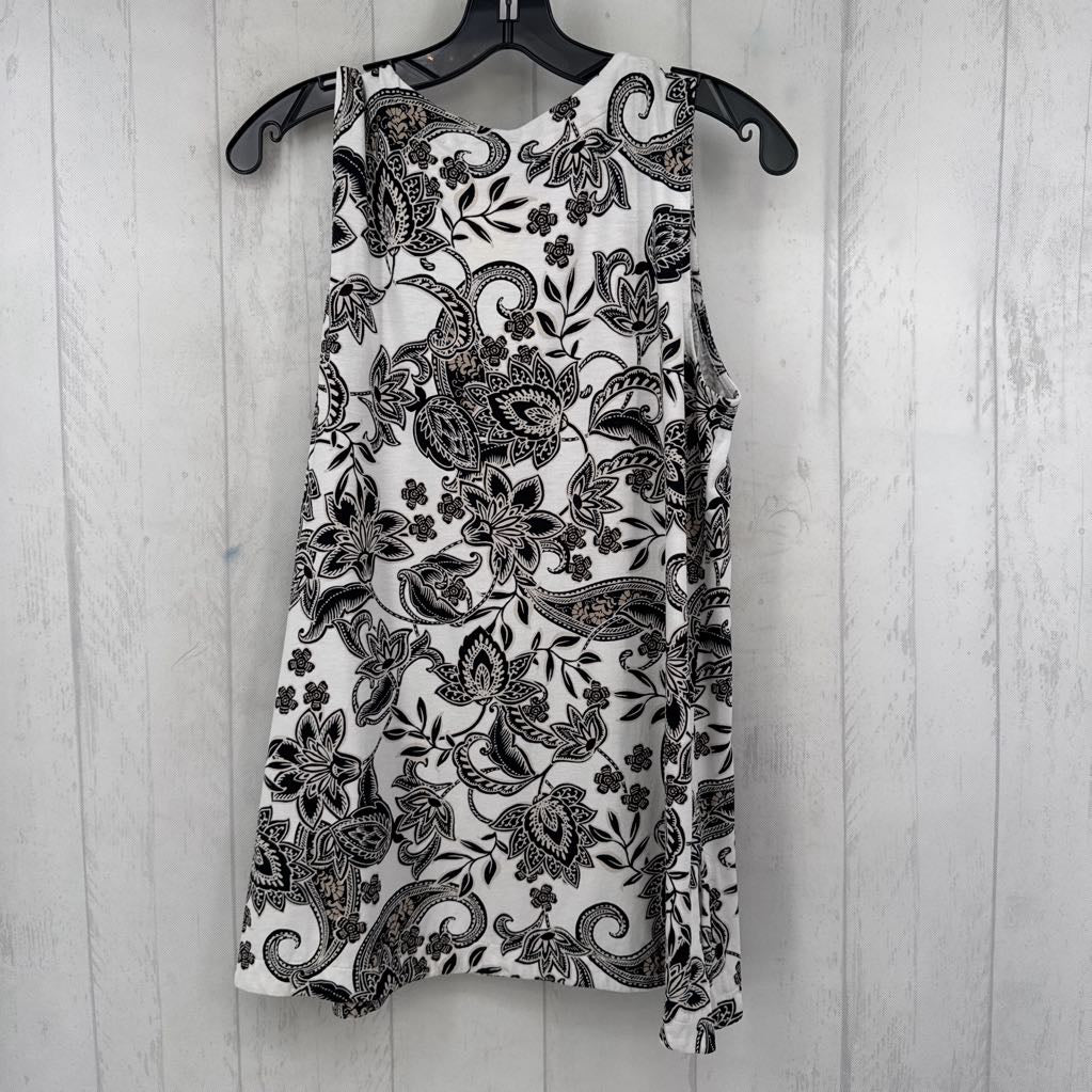 M flo print round neck tank
