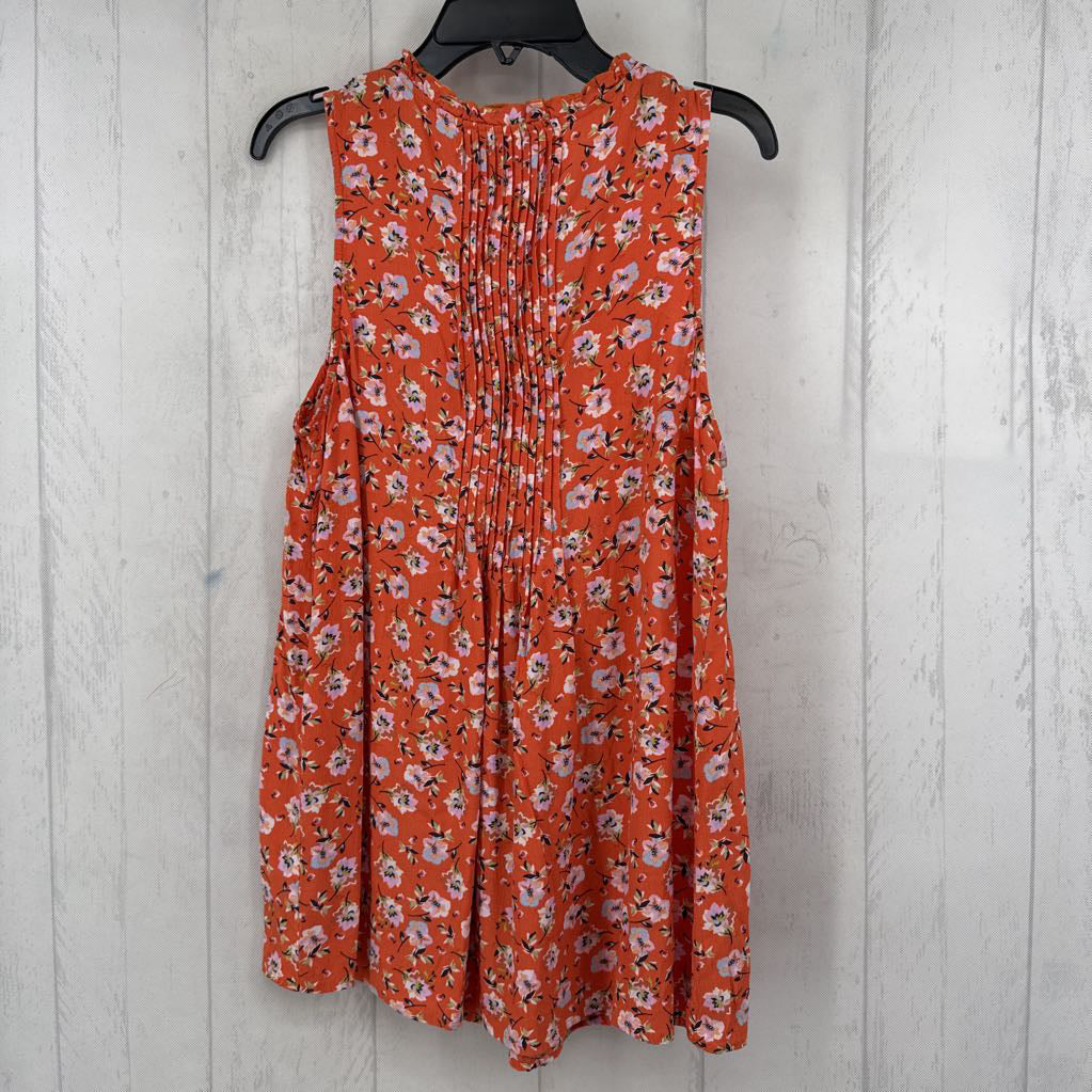 M flo print pleated tie front tank