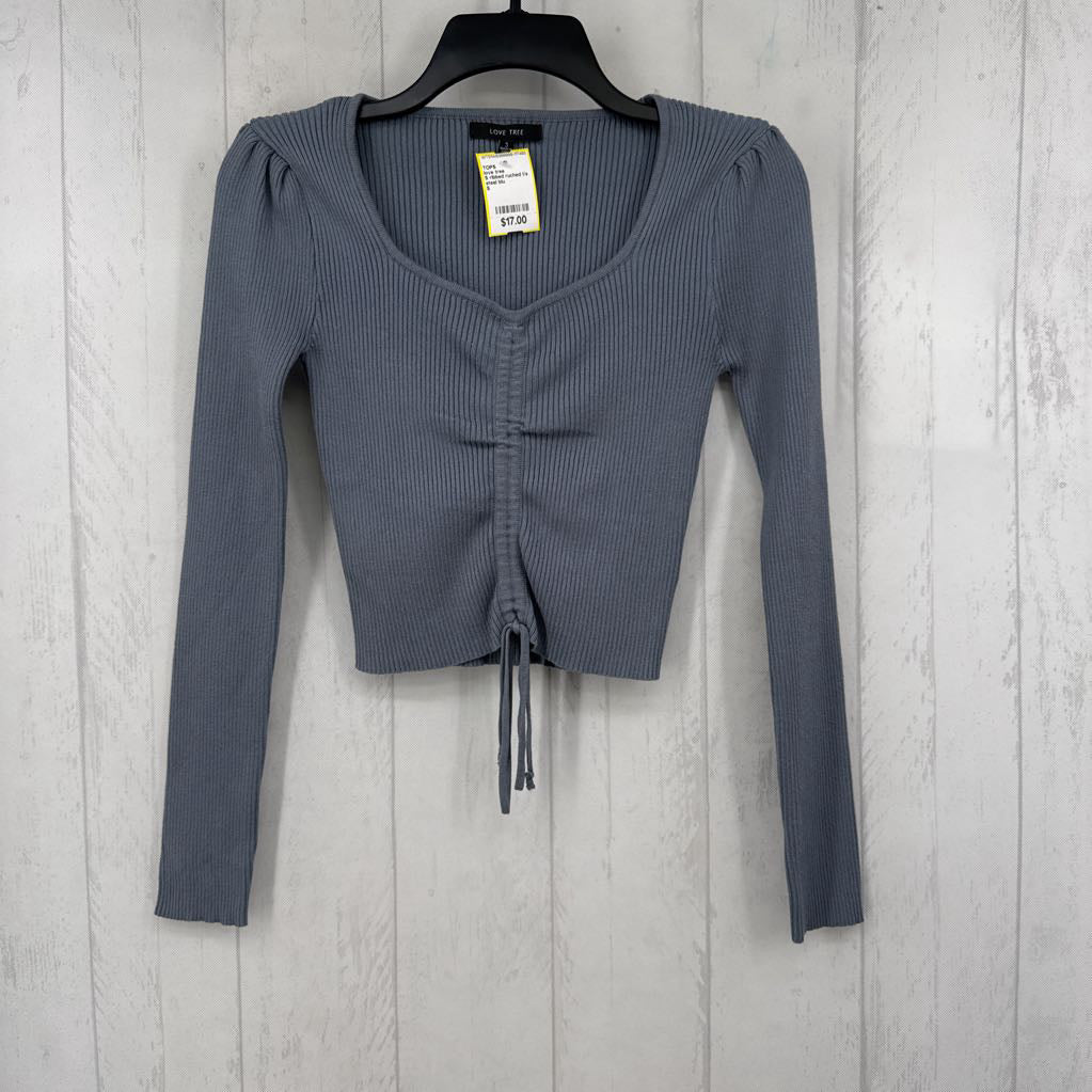 S ribbed ruched l/s top