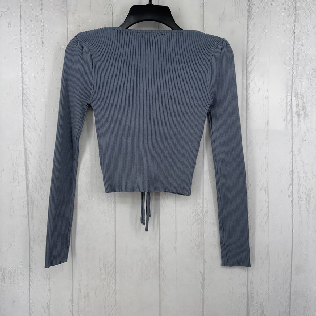 S ribbed ruched l/s top
