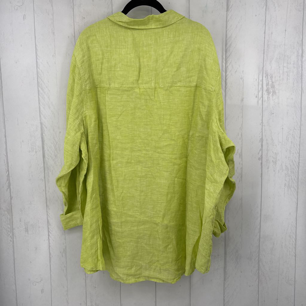 3X linen button down l/s top