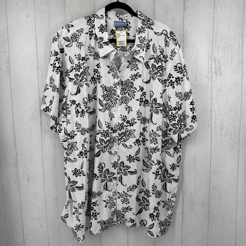 5X flo print button down s/s top