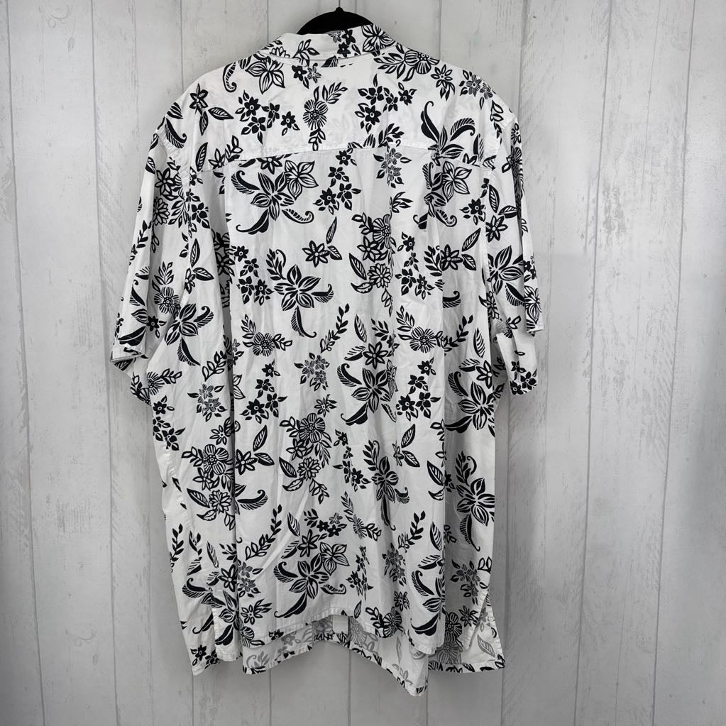 5X flo print button down s/s top