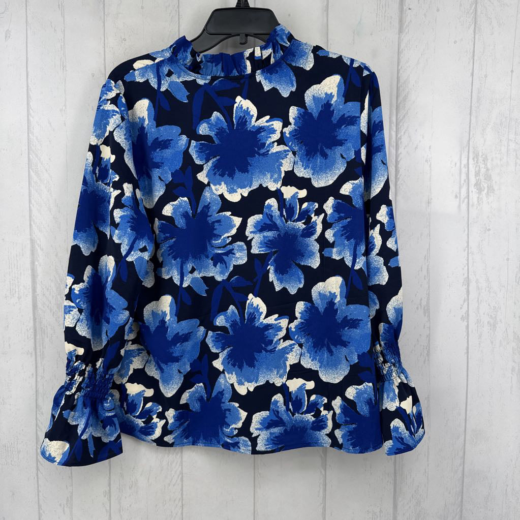 M flo print split neck l/s top
