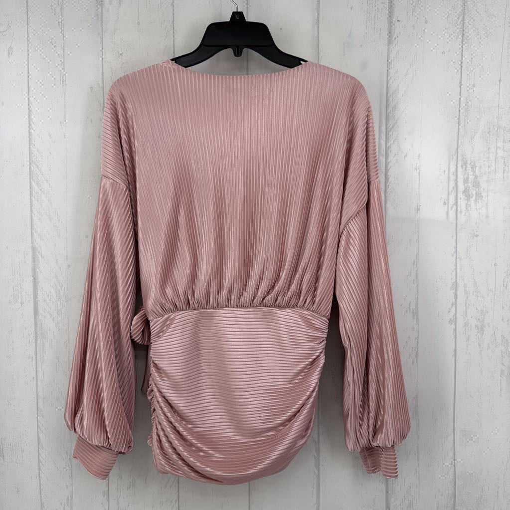 M pleated crossover side tie l/s top