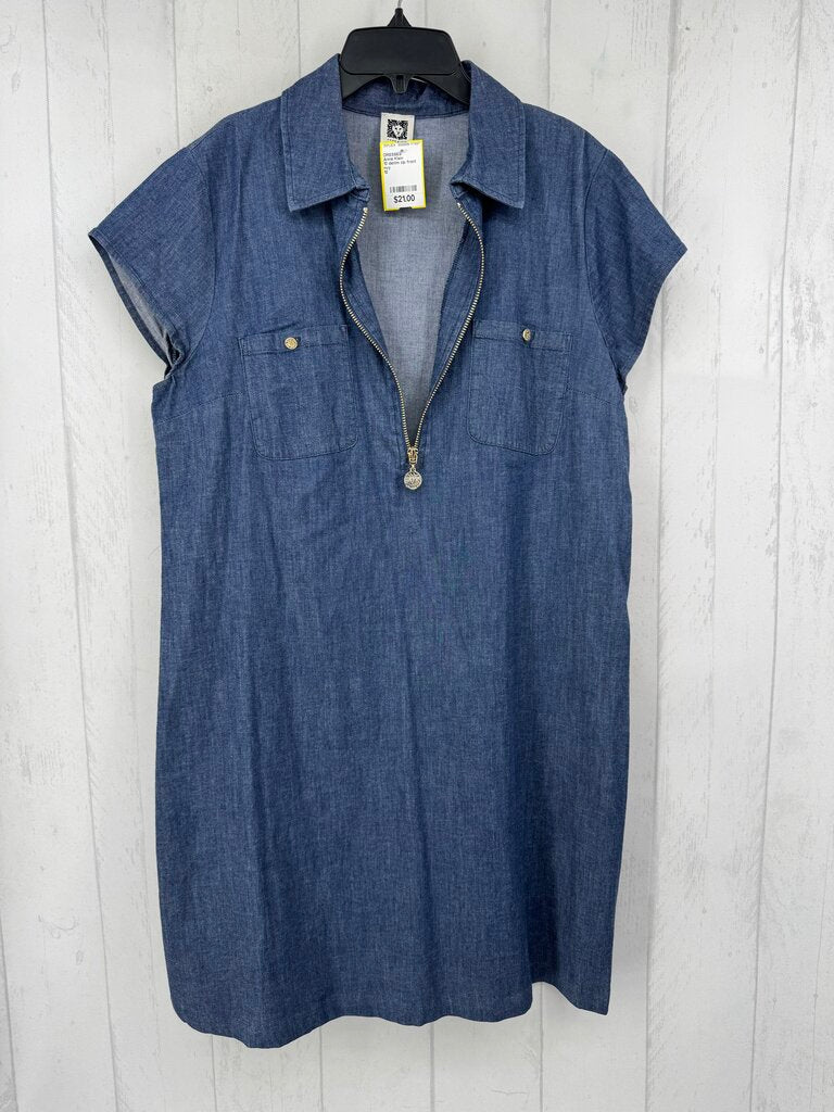 10 denim zip front s/s dress