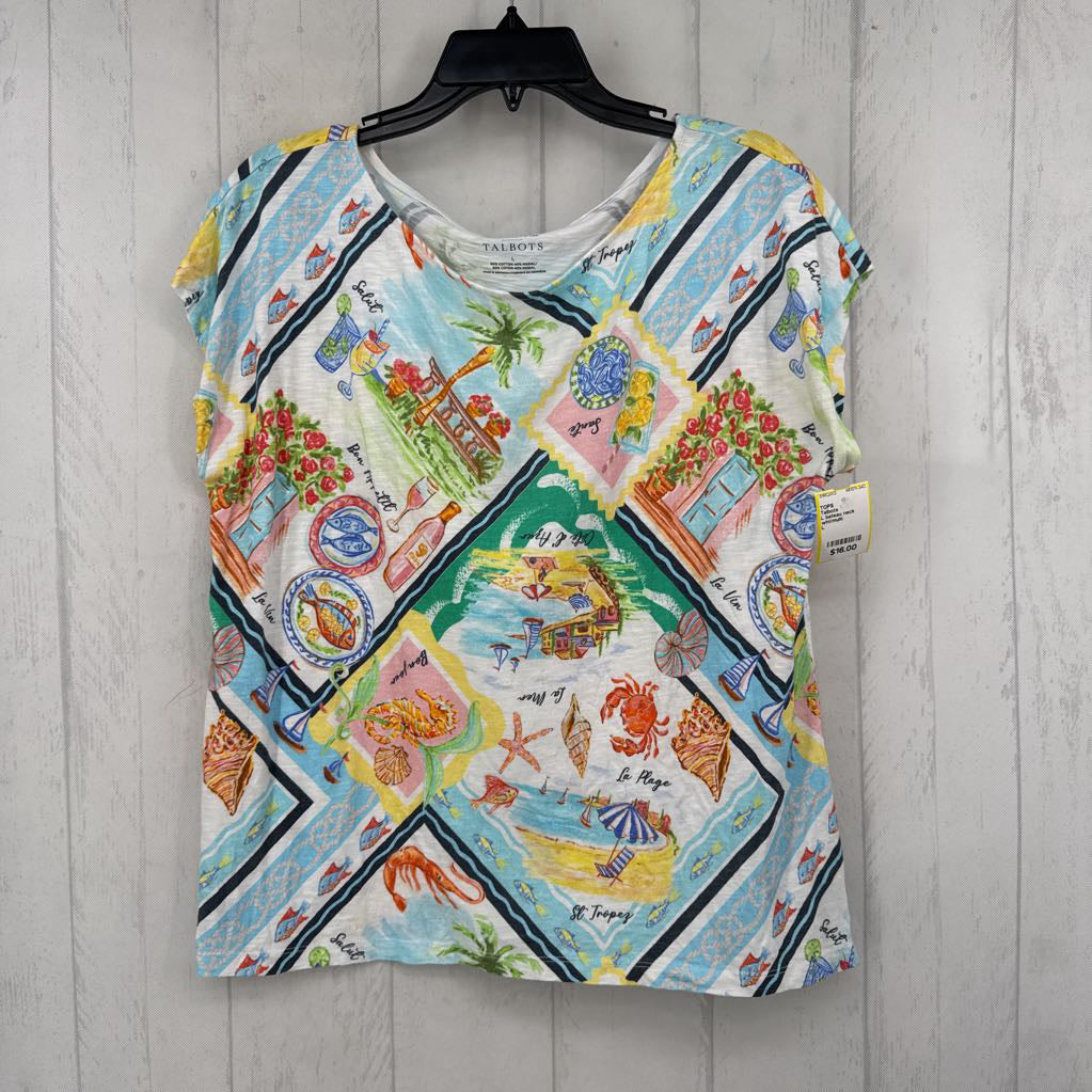 L bateau neck coastal scenes s/s tee