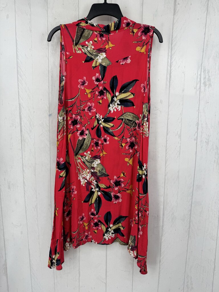 XL flo print button down slvls dress