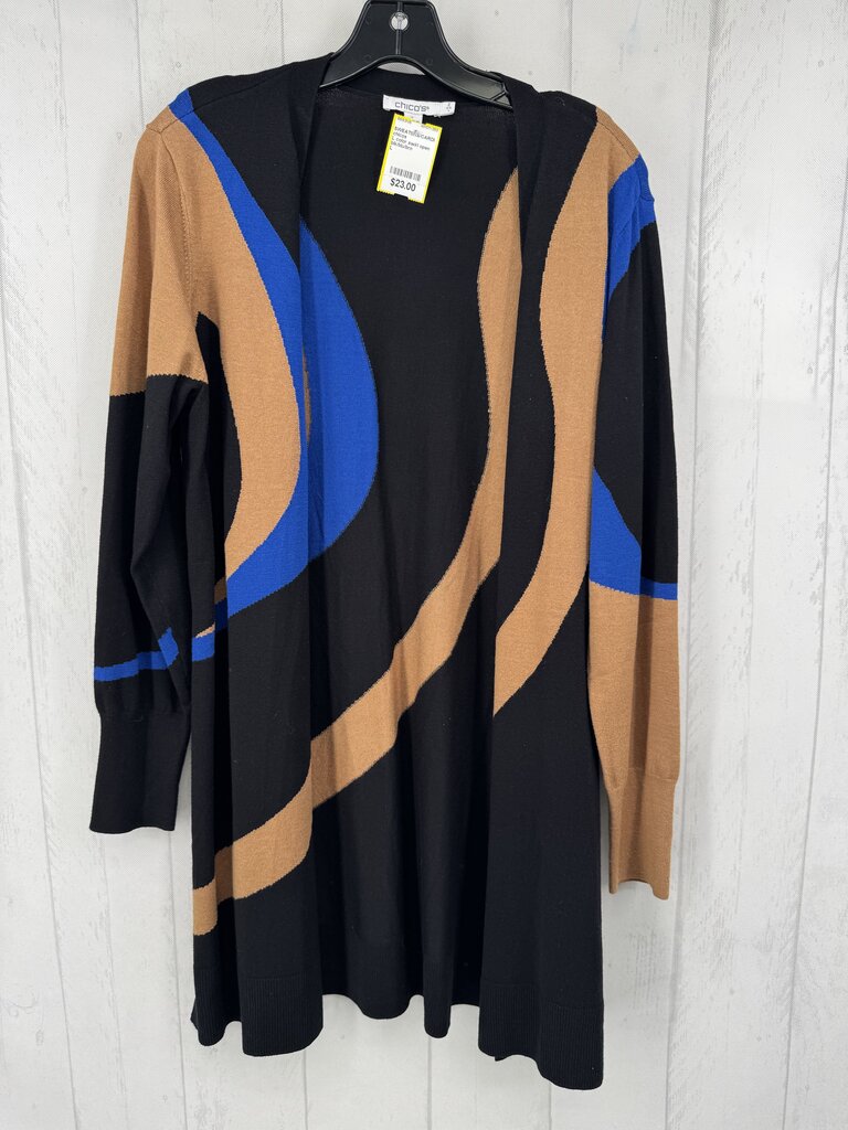 L color swirl open front cardi
