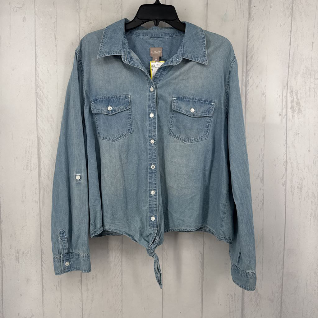 XL button down denim l/s top