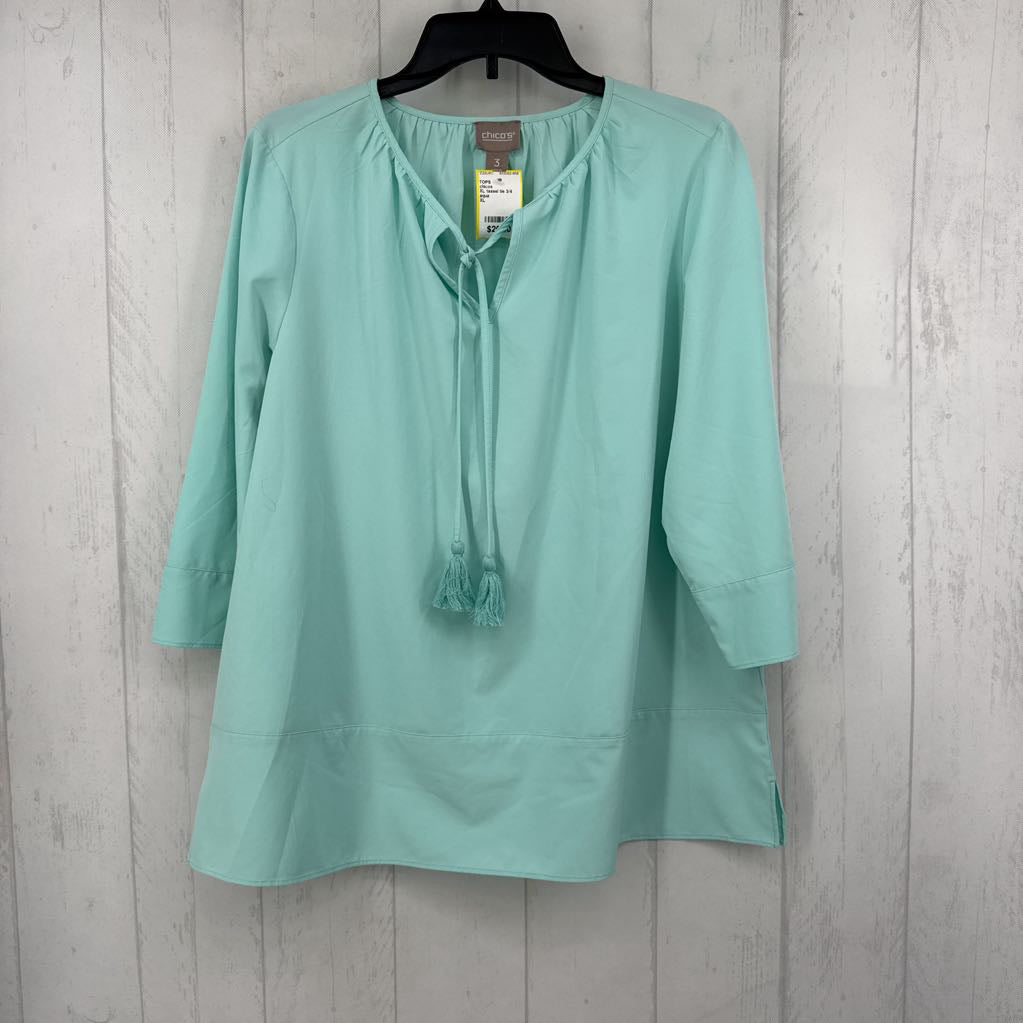 XL tassel tie 3/4 slv top