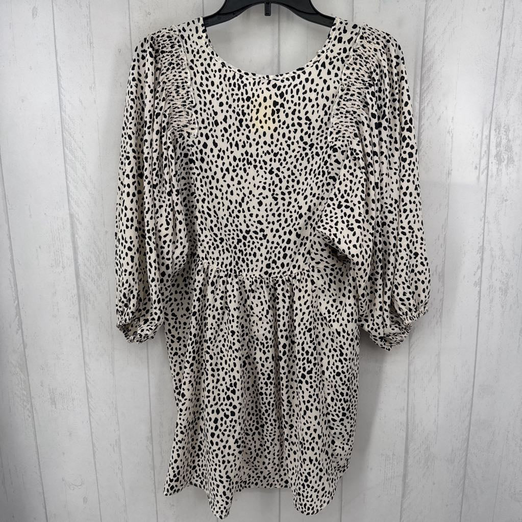 S animal print v-neck 3/4 slv top