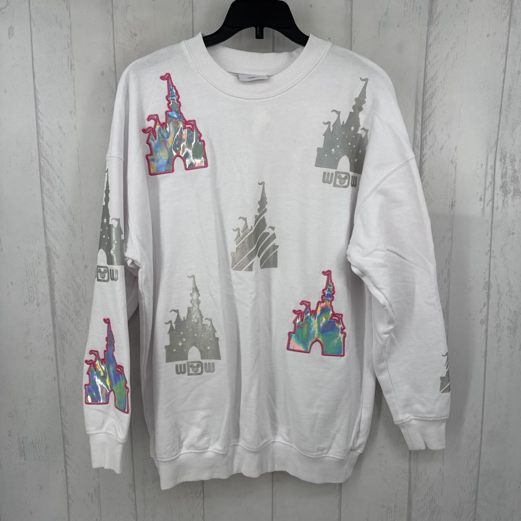 S graphic crewneck sweatshirt-disney castles