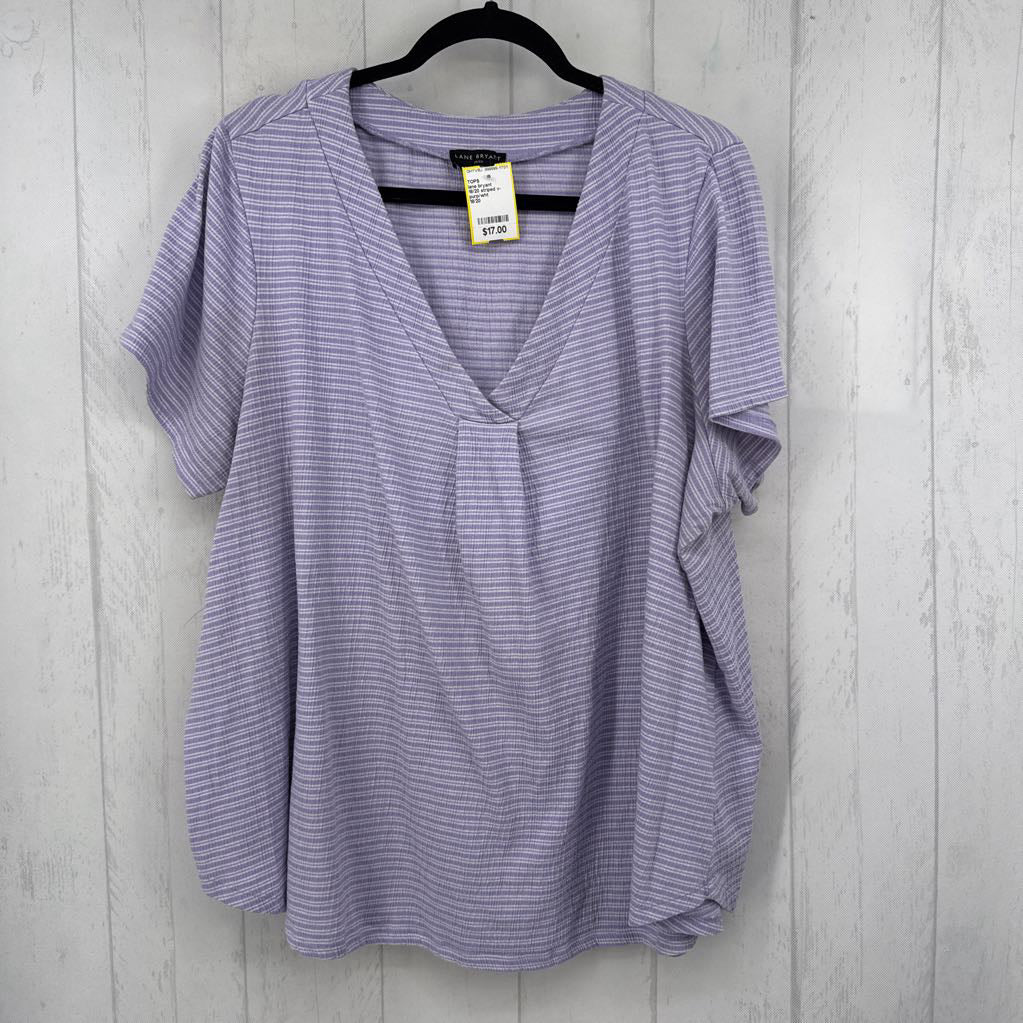 18/20 striped v-neck s/s top