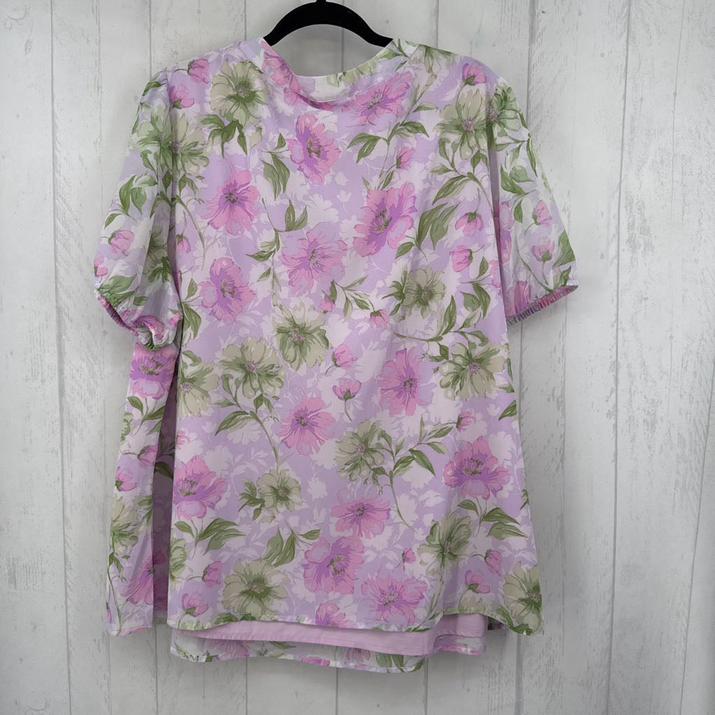 18/20 flo print v-neck s/s top